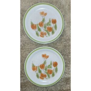 Meadowbrook Stoneware Set Of 2 6 1/2" Vintage Floral Plates Made In Japan